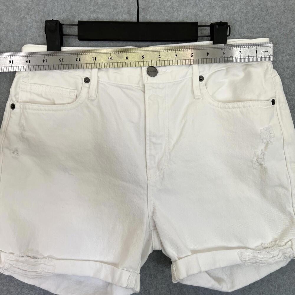 Frame Womens Le Beau Jean Shorts Size 25 White Distressed High Rise Cuffed - Picture 2 of 13